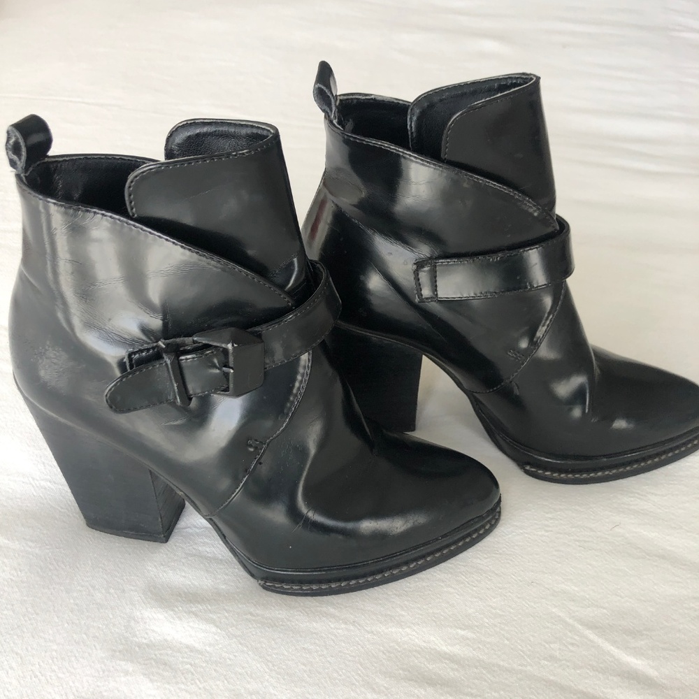 Zara Black Buckle Ankle Boots